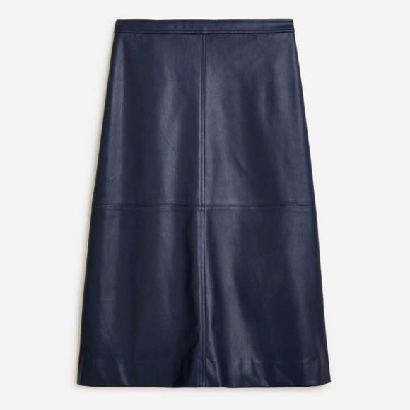 J. Crew Dresses & Skirts - New women's 00  J Crew A-Line midi skirt in Navy faux leather